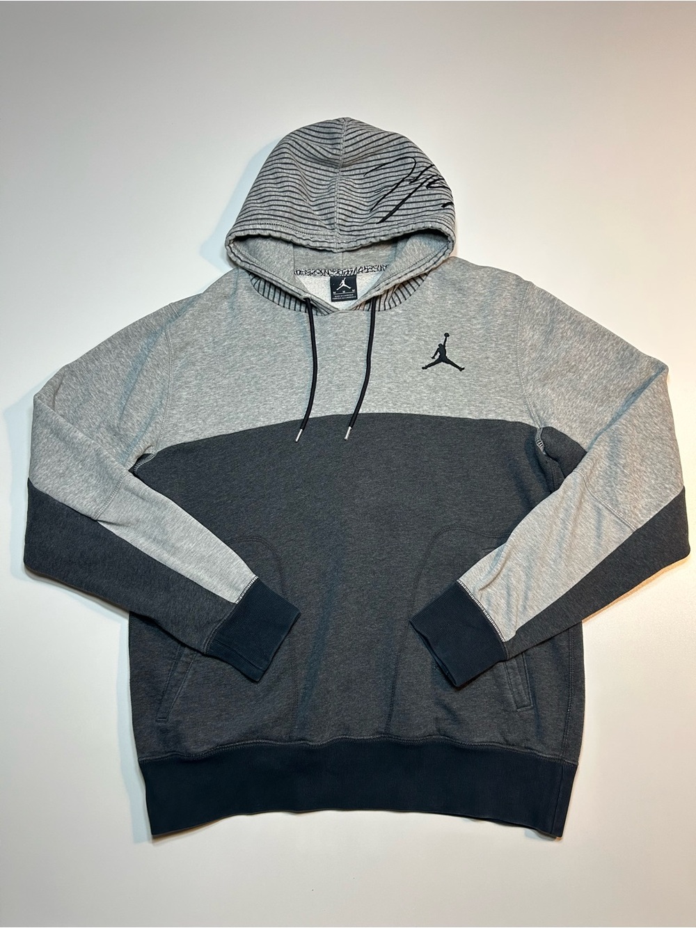 Nike Air Jordan Flight Classic Colorblock Pullover Hoodie Heather Grey Charcoal